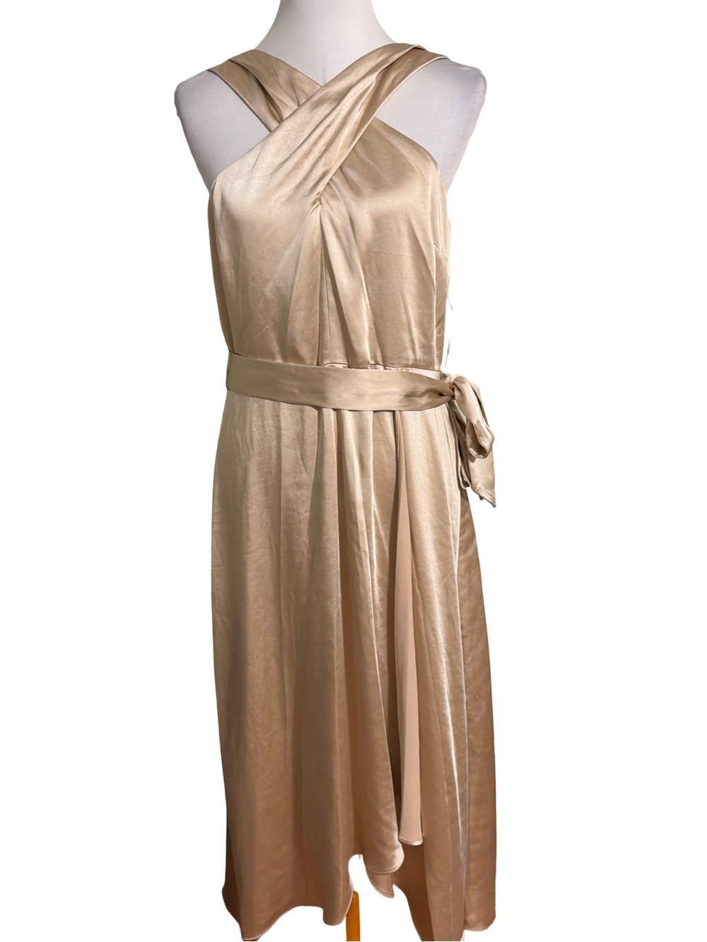INC International Concepts Champagne Satin High Low Dress